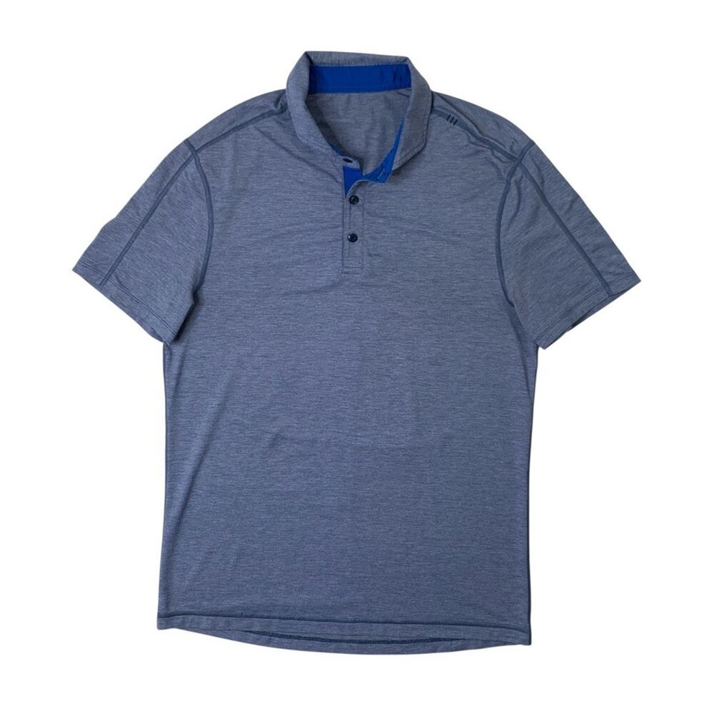 Lululemon Polo Shirt Mens Large Dresden Blue Evolution Short Sleeve Performance